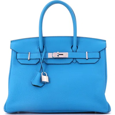 Pre-owned Hermes  Hermes Birkin Handbag Verso Togo With Palladium Hardware 30 In Blue