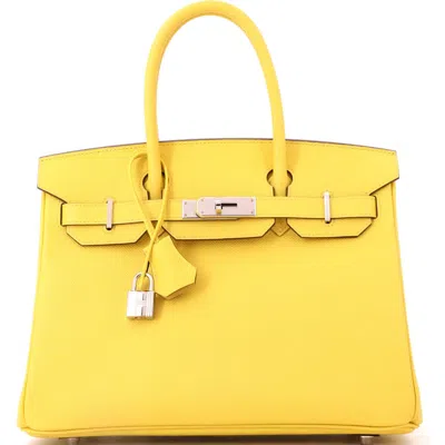 Pre-owned Hermes  Hermes Birkin Handbag Yellow Epsom With Palladium Hardware 30