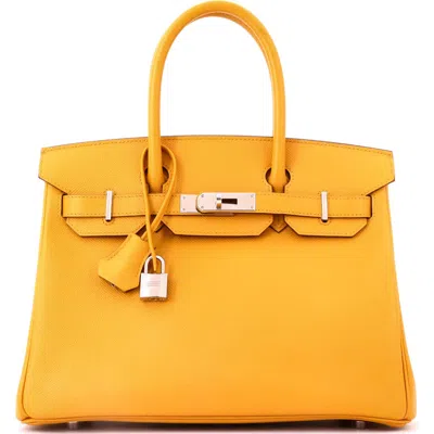 Pre-owned Hermes  Hermes Birkin Handbag Yellow Epsom With Palladium Hardware 30