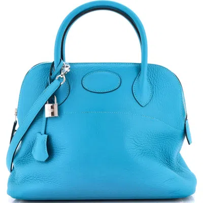 Pre-owned Hermes  Hermes Bolide Bag Clemence 31 In Blue