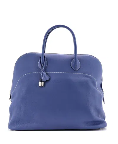 Pre-owned Pre-owned Hermes  Hermes Bolide Relax Evercolor Leather Tote In Blue