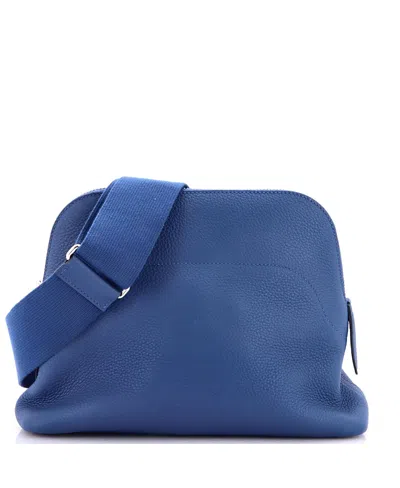 Pre-owned Pre-owned Hermes  Hermes Bolide Togo Leather Messenger Bag In Blue