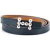 Pre-owned Hermes  Hermes Bubble Reversible Belt Leather Thin In Blue