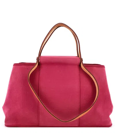 Pre-owned Pre-owned Hermes  Hermes Cabag Elan 39 Canvas & Leather Tote In Pink