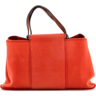 Pre-owned Hermes  Hermes Cabag Elan Toile And Leather 39 In Brown