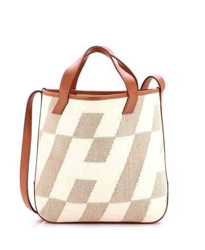 Pre-owned Pre-owned Hermes  Hermes Cabas H En Biais Canvas & Leather Tote In Brown
