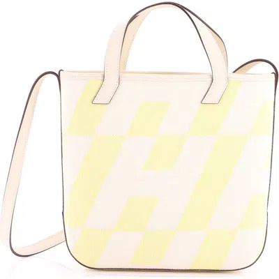 Pre-owned Hermes  Hermes Cabas H En Biais Tote Canvas With Leather 27 In Green