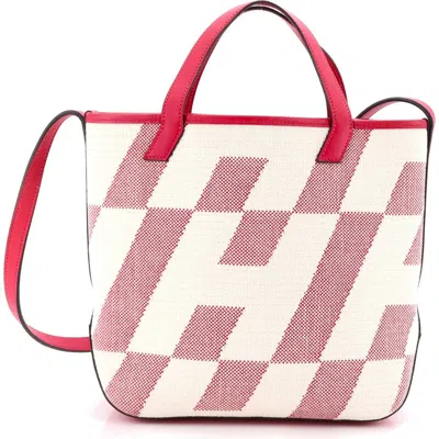Pre-owned Hermes  Hermes Cabas H En Biais Tote Canvas With Leather 27 In Pink
