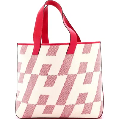 Pre-owned Hermes  Hermes Cabas H En Biais Tote Canvas With Leather 40 In Pink