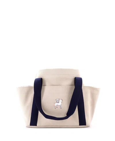 Pre-owned Pre-owned Hermes  Hermes Cabriole Nappy Tote Canvas In Neutral/ Blue/ Natural
