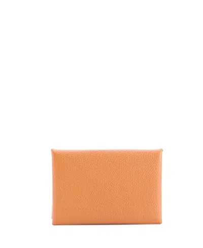 Pre-owned Pre-owned Hermes  Hermes Calvi Card Holder Epsom In Brown