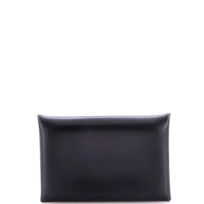 Pre-owned Hermes  Hermes Calvi Duo Card Holder Box Calf In Black