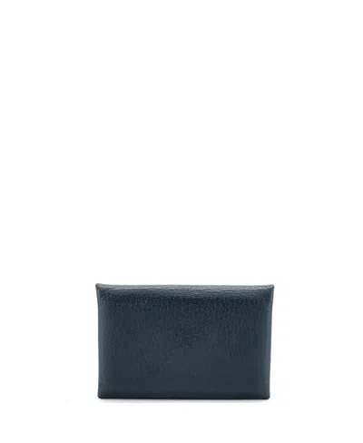 Pre-owned Pre-owned Hermes  Hermes Calvi Duo Card Holder Chevre Mysore In Green