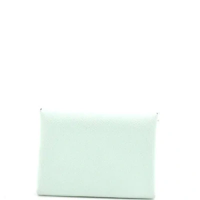 Pre-owned Pre-owned Hermes  Hermes Calvi Duo Card Holder Epsom In Green