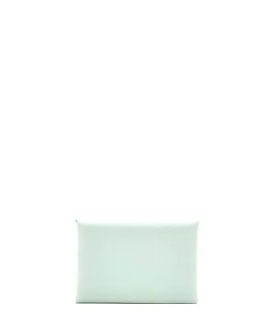 Pre-owned Pre-owned Hermes  Hermes Calvi Duo Card Holder Epsom In Green