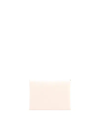 Pre-owned Pre-owned Hermes  Hermes Calvi Duo Card Holder Epsom In Neutral