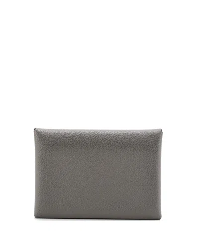 Pre-owned Pre-owned Hermes  Hermes Calvi Duo Card Holder Evercolor In Gray