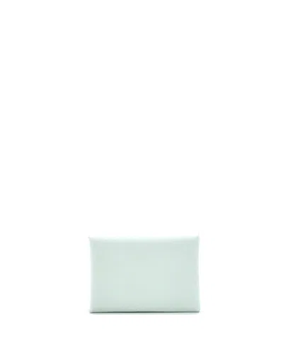 Pre-owned Pre-owned Hermes  Hermes Calvi Duo Card Holder Verso Chevre Mysore In Green