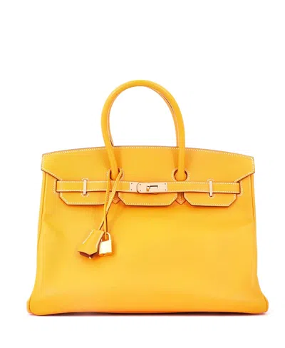 Pre-owned Pre-owned Hermes  Hermes Candy 35 Handbag Epsom In Candy - Jaune D'or/potiron