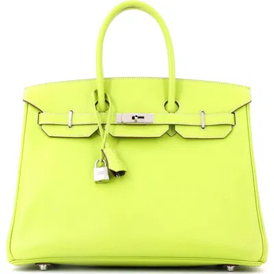 Pre-owned Hermes  Hermes Candy Birkin Bag Epsom 35 In Green