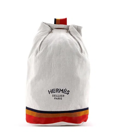 Pre-owned Pre-owned Hermes  Hermes Cavalier Sling Bag Toile And Nylon In White