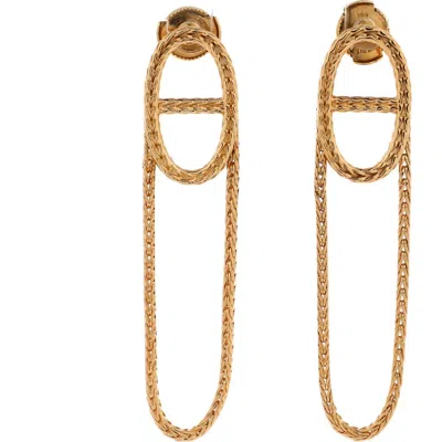 Pre-owned Hermes  Hermes Chain D'ancre Danae Earrings 18k Yellow Gold