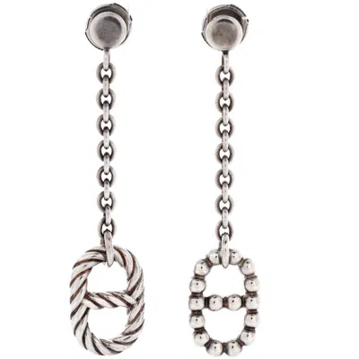 Pre-owned Hermes  Hermes Chaine D'ancre Alea Ii Dangle Earrings Sterling Silver