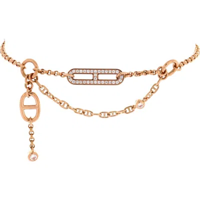 Pre-owned Hermes  Hermes Chaine D'ancre Chaos Bracelet 18k Rose Gold With Diamonds