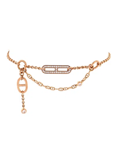 Pre-owned Pre-owned Hermes  Hermes Chaine D'ancre Chaos Bracelet 18k Rose Gold With Diamonds In Pink