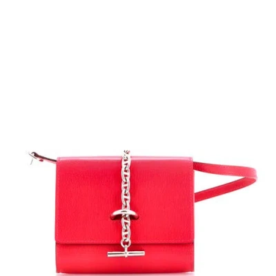 Pre-owned Hermes  Hermes Chaine D'ancre Compact Wallet On Strap Chevre Chamkila In Pink