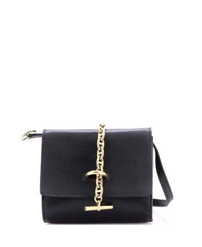 Pre-owned Pre-owned Hermes  Hermes Chaine D'ancre Compact Wallet On Strap Chevre Mysore In Black