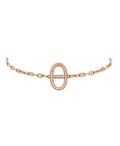 Pre-owned Pre-owned Hermes  Hermes Chaine D'ancre Contour Bracelet 18k Rose Gold With Diamonds In Pink