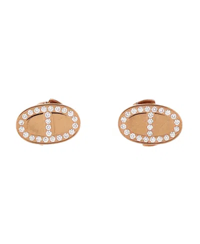 Pre-owned Pre-owned Hermes  Hermes Chaine D'ancre Contour Stud Earrings 18k Rose Gold And Diamonds In Pink