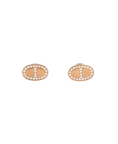 Pre-owned Pre-owned Hermes  Hermes Chaine D'ancre Contour Stud Earrings 18k Rose Gold And Diamonds In Pink