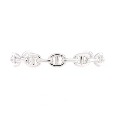 Pre-owned Hermes  Hermes Chaine D'ancre Enchainee Cuff Bracelet Sterling Silver Medium