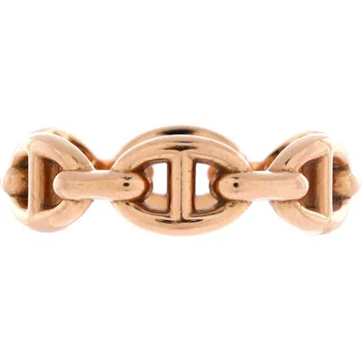 Pre-owned Hermes  Hermes Chaine D'ancre Enchainee Ring 18k Rose Gold Small