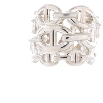 Pre-owned Hermes  Hermes Chaine D'ancre Enchainee Ring Sterling Silver Gm