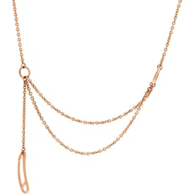 Pre-owned Hermes  Hermes Chaine D'ancre Punk Double Strand Necklace 18k Rose Gold