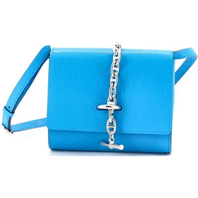 Pre-owned Pre-owned Hermes  Hermes Chaine D'ancre To Go Wallet Chevre Chamkila In Blue
