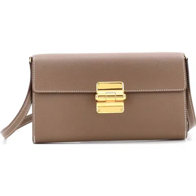 Pre-owned Hermes  Hermes Charniere To Go Pouch Madame In Brown