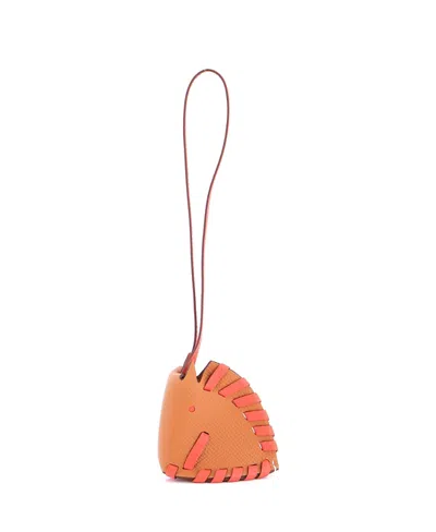 Pre-owned Pre-owned Hermes  Hermes Cheval Tresse Bag Charm Leather In Brown/ Brown/ Orange