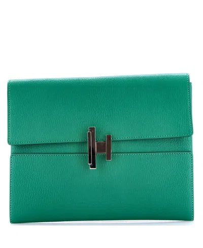 Pre-owned Pre-owned Hermes  Hermes Cinhetic Chevre Mysore Clutch In Green
