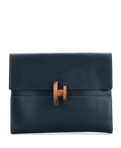 Pre-owned Pre-owned Hermes  Hermes Cinhetic Clutch Chevre Chamkila In Green
