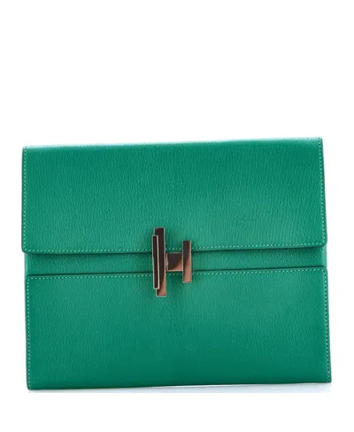 Pre-owned Pre-owned Hermes  Hermes Cinhetic Clutch Chevre Mysore In Green