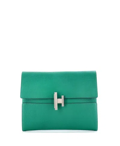 Pre-owned Pre-owned Hermes  Hermes Cinhetic Clutch Chevre Mysore In Green
