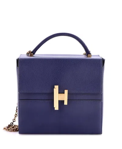 Pre-owned Pre-owned Hermes  Hermes Cinhetic Top Handle Bag Chevre Mysore In Navy Blue