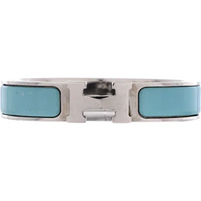 Pre-owned Hermes  Hermes Clic H Bracelet Enamel Narrow In Blue