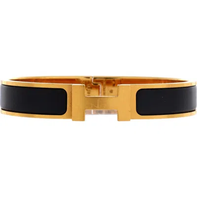 Pre-owned Hermes  Hermes Clic H Bracelet Enamel Narrow In Gold
