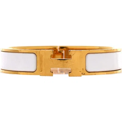 Pre-owned Hermes  Hermes Clic H Bracelet Enamel Narrow In Gold