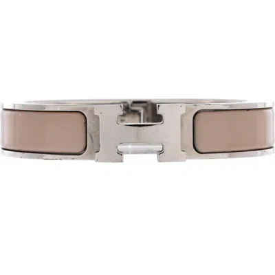 Pre-owned Hermes  Hermes Clic H Bracelet Enamel Narrow In Brown
